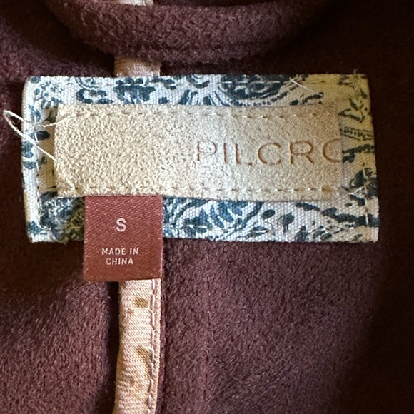 Oversized a Anthropology Pilot sz SM duster in rose faux suede soft cozy snaps - Picture 7 of 7